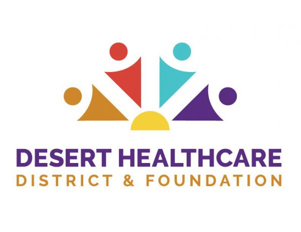 Desert Healthcare District & Foundation logo with colorful abstract figures around a rising sun.
