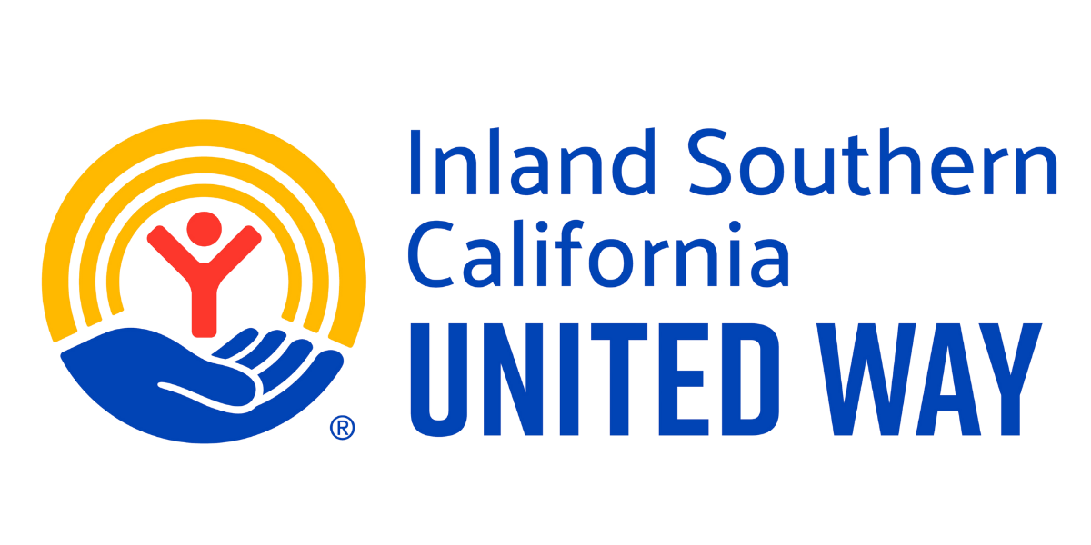 Inland Southern California United Way logo with a hand, a person icon, and yellow arcs.