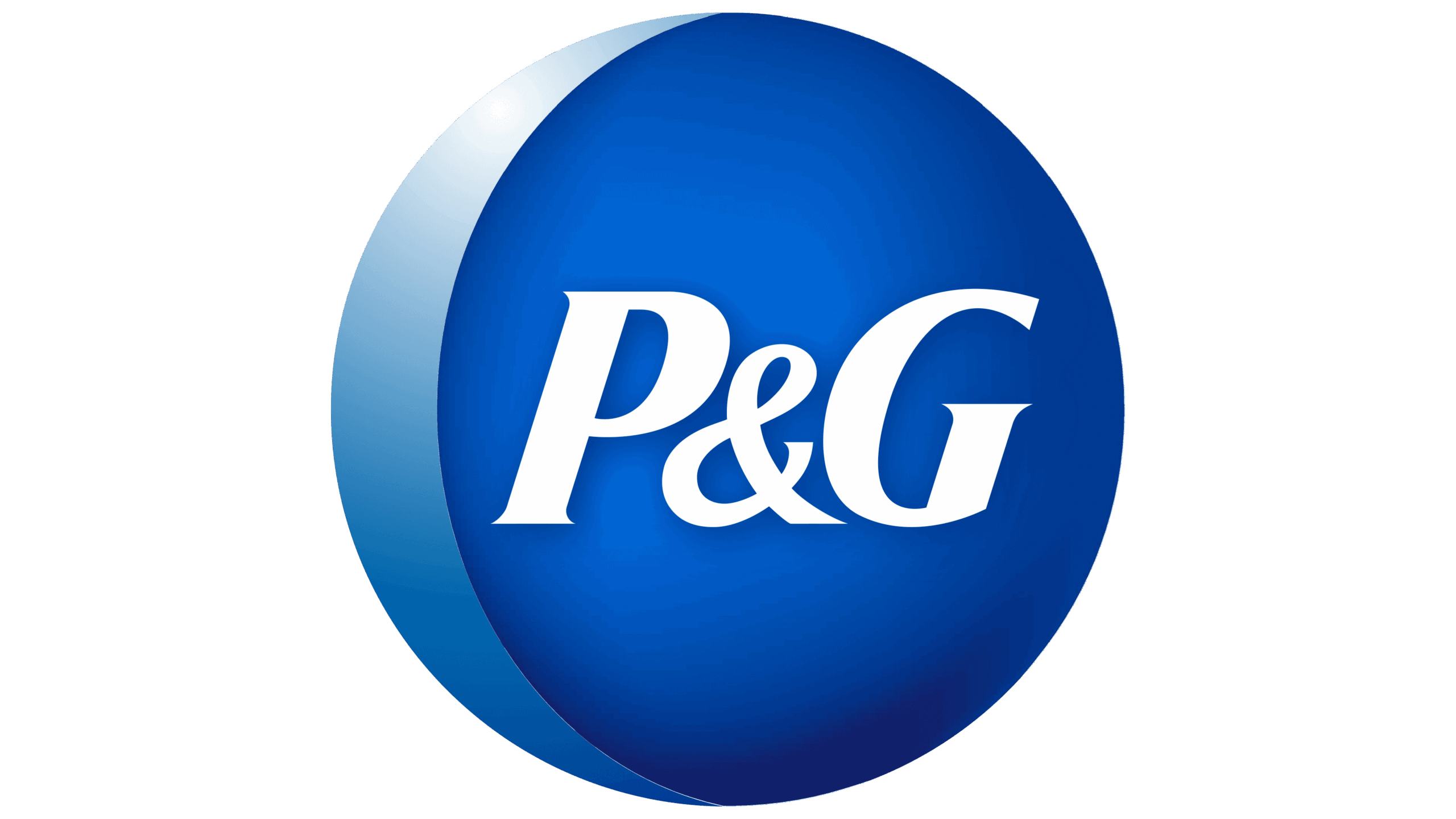 A blue sphere with white letters "P&G" in the center, representing the Procter & Gamble logo.