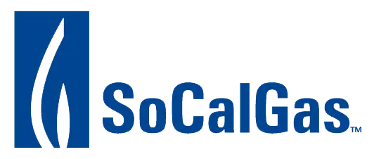 SoCalGas logo in blue with stylized flame and company name in bold text.